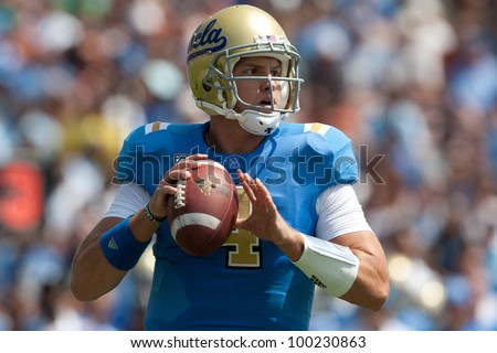 PASADENA, CA. - SEP 17: UCLA Bruins QB Kevin Prince #4 in action during the NCAA Football game between the Texas Longhorns & the UCLA Bruins on Sep 17 2011 at the Rose Bowl.
