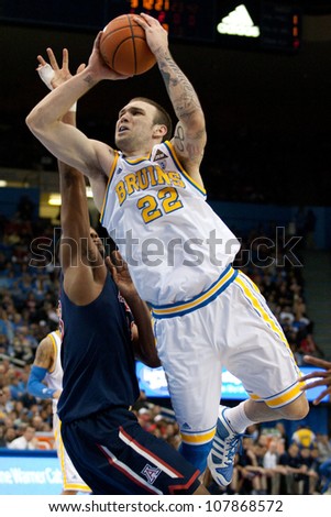 LOS ANGELES - FEB 26: UCLA Bruins forward Reeves Nelson #22 during the NCAA basketball game between the Arizona Wildcats and the UCLA Bruins on Feb 26, 2011 at Pauley Pavilion.