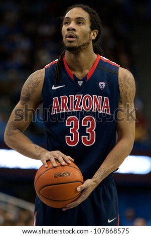 LOS ANGELES - FEB 26: Arizona Wildcats forward Jesse Perry #33 during the NCAA basketball game between the Arizona Wildcats and the UCLA Bruins on Feb 26, 2011 at Pauley Pavilion.