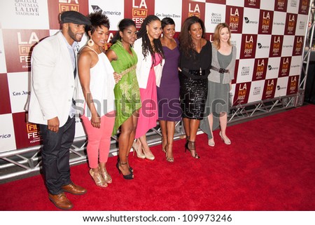 LOS ANGELES, CA - JUNE 20: Members of the cast pose at the Los Angeles Film Festival premiere of \'Middle of Nowhere\' at Regal Cinemas L.A. LIVE 1 on June 20, 2012 in Los Angeles, California.