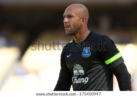 Los Angeles - August 3: Everton Gk Tim Howard During The 2013 Guinness International Champions Cup Game Between Everton And Real Madrid On Aug 3, 2013 At Dodger Stadium.