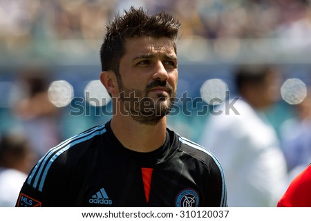 CARSON, CA. - AUG 23: David Villa during the L.A. Galaxy game against New York City FC on Aug 23, 2015 at the StubHub Center in Carson, California.