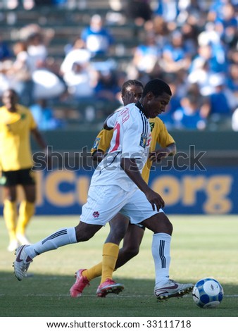CARSON, CA. - JULY 3: Concacaf Gold Cup soccer match, Canada vs. Jamaica at the Home Depot center in Carson. Patrice Bernier and Jason Morrison fight for the ball on July 3, 2009.
