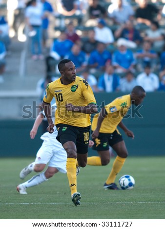 CARSON, CA. - JULY 3: Concacaf Gold Cup soccer match, Canada vs. Jamaica at the Home Depot center in Carson. Ricardo Fuller getting in position on July 3, 2009.