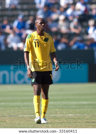 CARSON, CA. - JULY 3: Concacaf Gold Cup soccer match, Canada vs. Jamaica at the Home Depot Center in Carson. Luton Shelton during the game. July 3, 2009.
