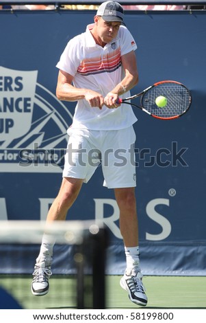 LOS ANGELES, CA. - JULY 31: Janko Tipsarevic of Serbia and Sam Querrey of USA (pictured) play a match at the 2010 Farmers Classic on July 31 2010 in Los Angeles.