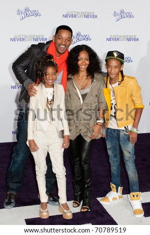 LOS ANGELES, CA - FEB 8: The Smith family arrive at the Paramount Pictures Justin Bieber: Never Say Never premiere at Nokia Theater L.A. Live on February 8, 2011 in Los Angeles, California.