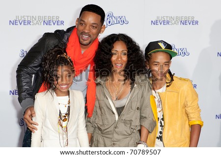 LOS ANGELES, CA - FEB 8: The Smith family arrive at the Paramount Pictures Justin Bieber: Never Say Never premiere at Nokia Theater L.A. Live on February 8, 2011 in Los Angeles, California.