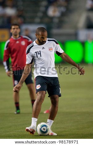 CARSON, CA. - MAY 7: New York Red Bulls F Thierry Henry #14 before the MLS game between the New York Red Bulls & the Los Angeles Galaxy on May 7, 2011 at the Home Depot Center.