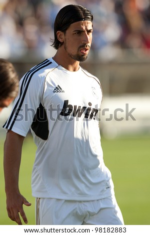 LOS ANGELES - JULY 16: Real Madrid C.F. M Sami Khedira #24 during the World Football Challenge game between Real Madrid & the Los Angeles Galaxy on July 16 2011 at the Los Angeles Memorial Coliseum in Los Angeles, CA.