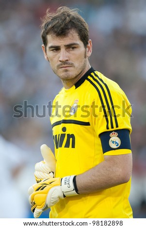 LOS ANGELES - JULY 16: Real Madrid C.F. G Iker Casillas #1 during the World Football Challenge game between Real Madrid & the Los Angeles Galaxy on July 16 2011 at the Los Angeles Memorial Coliseum in Los Angeles, CA.