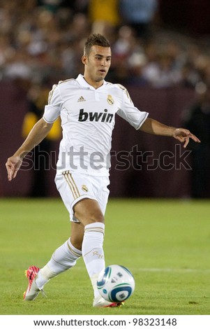 LOS ANGELES - JULY 16: Real Madrid C.F. M Jese #28 in action during the World Football Challenge game on July 16 2011 at the Los Angeles Memorial Coliseum in Los Angeles.