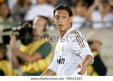 LOS ANGELES - JULY 16: Real Madrid C.F. M Mesut Ozil #23 during the World Football Challenge game on July 16 2011 at the Los Angeles Memorial Coliseum in Los Angeles.