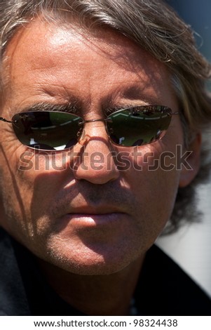CARSON, CA. - July 24: Manchester City FC manager Roberto Mancini during the World Football Challenge game on July 24 2011 at the Home Depot Center in Carson, Ca.