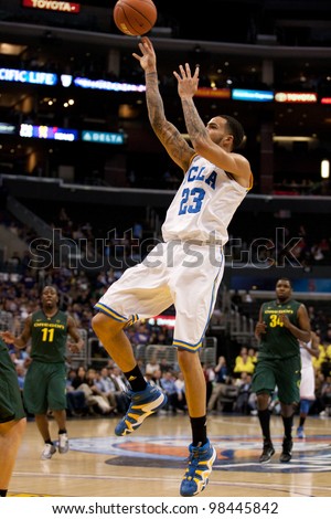 LOS ANGELES - MARCH 10: UCLA Bruins F Tyler Honeycutt #23 in action during the NCAA Pac-10 Tournament basketball game on March 10 2011 at Staples Center.
