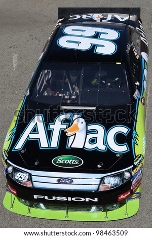 FONTANA, CA. - OCT 9: Sprint Cup Series driver Carl Edwards in the Aflac #99 car during the Pepsi Max 400 practice on Oct 9 2010 at the Auto Club Speedway.