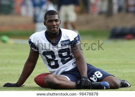 OXNARD, CA. - AUG 15: Dallas Cowboys WR (#88) Dez Bryant stretches with the team before the start of the second day of the 2010 Dallas Cowboys Training Camp on Aug 15 2010 in Oxnard, California.