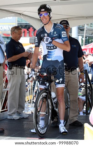 LOS ANGELES - MAY 22: Andy Schleck of team Saxo Bank during stage 7 of the Amgen Tour of California on May 22 2010 in Los Angeles.
