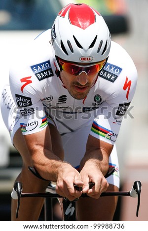 LOS ANGELES - MAY 22: Fabian Cancellara of team Saxo Bank during stage 7 of the Amgen Tour of California on May 22 2010 in Los Angeles..