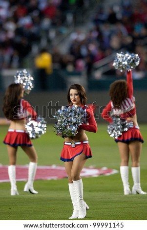 CARSON, CA. - APRIL 9: Chivas USA cheerleaders during the MLS game between Columbus Crew & Chivas USA on April 9 2011 at the Home Depot Center.