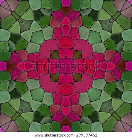 Mosaic multicolor texture with the cross in the middle