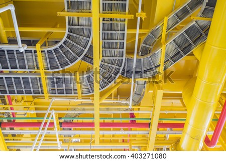 Cable tray and piping construction on site