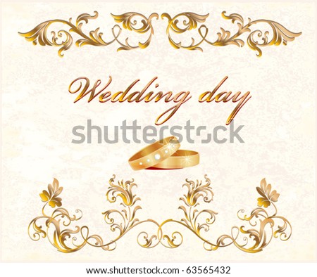 stock vector vintage wedding card with rings
