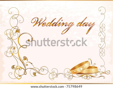 stock photo Vintage wedding card with rings