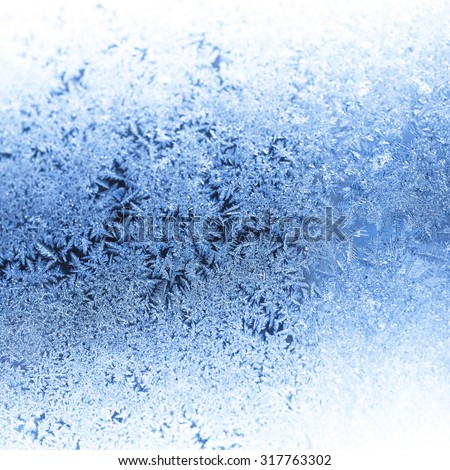 Frosty winter background photo of ice buildup on a window