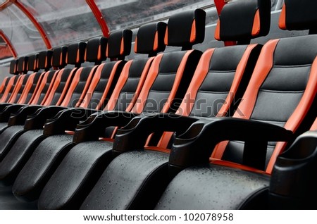Seats on football stadium