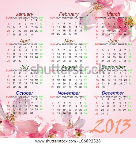 Pink style Calendar of 2013