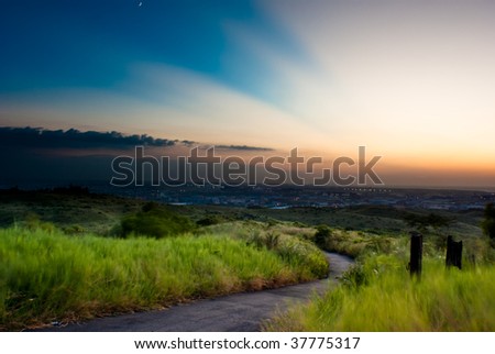 Country road sunset