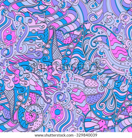 Tracery seamless calming pattern. Mehendi design. Neat even blue rose harmonious doodle texture. Algae sea motif. Indifferent discreet. Ambitious bracing usable, curved doodling mehndi.
