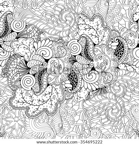 Tracery binary monochrome pattern. Mehendi carpet design. Neat even harmonious calming doodle texture. Also seamless. Indifferent discreet. Ambitious bracing usable, curved doodling mehndi.
