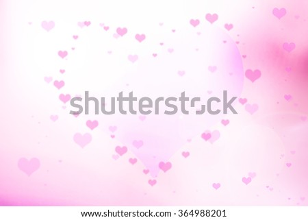 Over blur pink flower with De focused heart bokeh textures valentine day background with light flare from conner, art, love, pink love, sweetheart, valentine day concept. backdrop, Happy valentine day