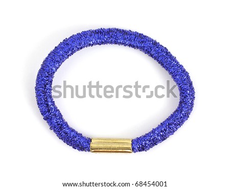 A festive shiny royal blue metallic hair ring.