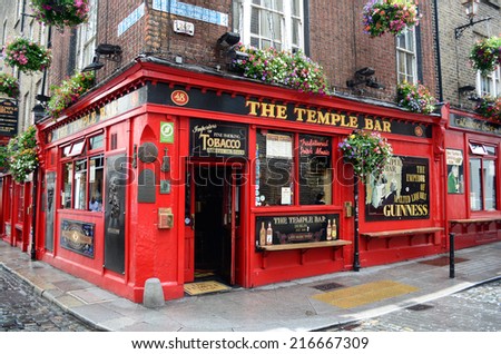 Dublin, Ireland - June 16, 2012: Famous pub in the Temple Bar district in Dublin, Ireland.