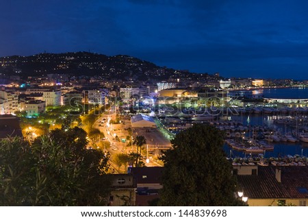 Cityscape By Night From Cannes, France