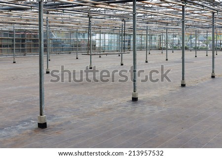 Empty greenhouse in the Netherlands waiting for the cultivation of new indoor plants