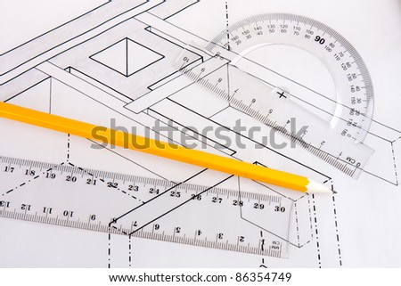 Building plan of wooden beams in a house