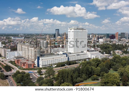 Aerial view of the Erasmus university hospital of Rotterdam, the Netherlands