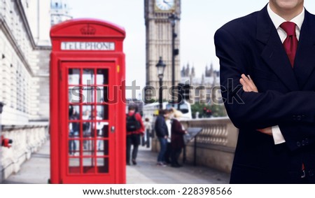 Businessman standing on the London street with Big Ben