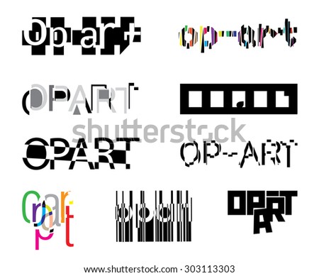 Graphic labels in different styles - op art