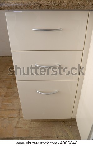 A set of kitchen drawers