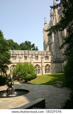 the front yard of the national cathedral in Washington DC