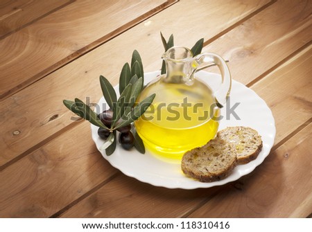 bottle with olive oil isolated on white background