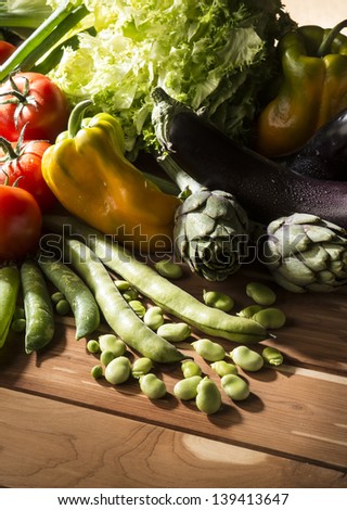 vegetables on the wooden table