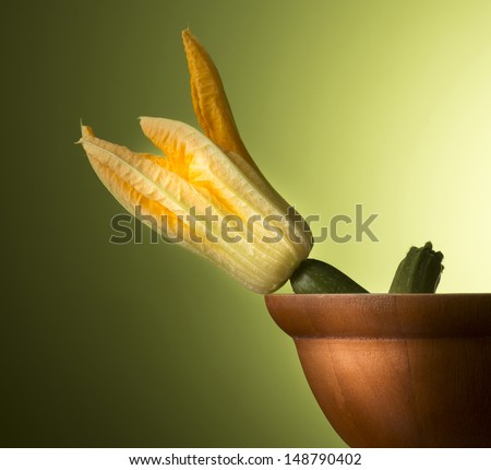 squash blossom on green background