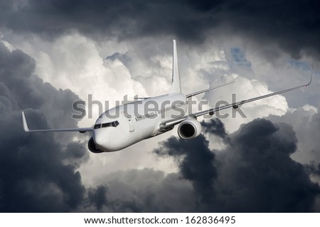 airplane in the storm