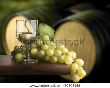 Glass of wine with cellars